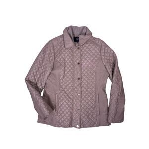 Viyella Beige Quilted Jacket Women’s 12 L Collared Coat Minimalist jacket snap